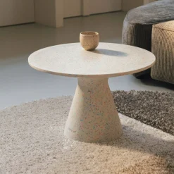 Outlet Zuiver Ronde Salontafel Victoria Terrazzo, 50cm, kleur Wit