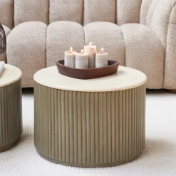 Hot Rivièra Maison Ronde Salontafel Villanova Travertin en mangohout