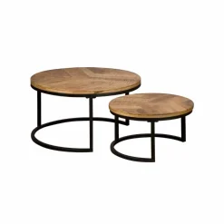 Sale Tower Living Ronde Salontafel Viola Mangohout, Set van 2 stuks