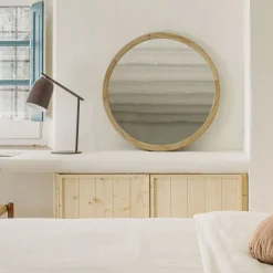 New Kave Home Ronde Spiegel Alum Mindi-hout Naturel