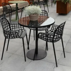 Hot Zuiver Ronde Tuintafel Albert Glazen blad, 80cm