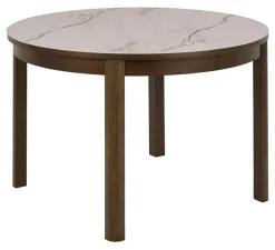 Best Bendt Ronde Uitschuifbare Eettafel Jawana Marmerlook en eikenfineer, 120cm Beige