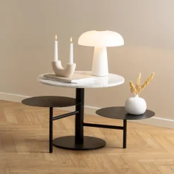 Sale Bendt Salontafel / Bijzettafel Saprina Marmer en staal, Met 3 bladen, kleur Wit