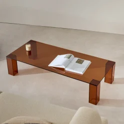 Outlet Kave Home Salontafel Adularia Glas, kleur Bruin