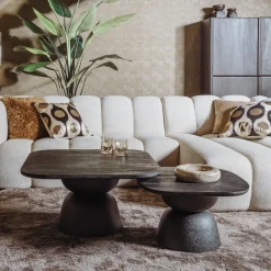 Tower Living Salontafel Barza Mangohout, Set van 2 stuks, kleur Zwart