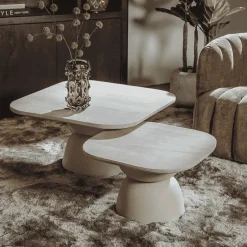 Hot Tower Living Salontafel Barza Mangohout, Set van 2 stuks, kleur Off White