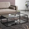 Clearance Kave Home Salontafel Blackhill Glas met zwart frame