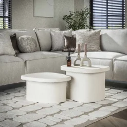 New LifestyleFurn Salontafel Chari Organisch, Set van 2 stuks, 57 x 44cm Marmer composiet