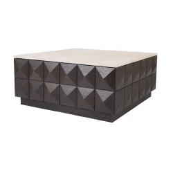 Sale Richmond Interiors Salontafel Claremont Eiken en travertin, 90 x 90cm Bruin