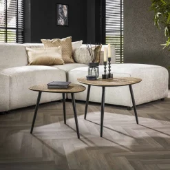 LifestyleFurn Salontafel Corky Metallic, Set van 2 stuks Brons antiek