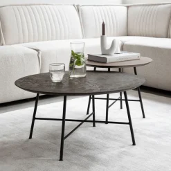 Best DTP Home Salontafel Delta Betonlook, Set van 2 stuks, kleur Bruin/Zwart