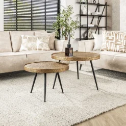 Best LifestyleFurn Salontafel Derrick, Metaal, Set van 2, kleur Antiek Brons Brons antiek