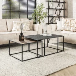 Clearance LifestyleFurn Salontafel Derrick Metaal, Set van 2 stuks Grijs