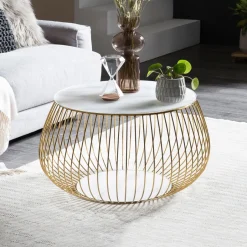 Artistiq Living Salontafel Esra Marmerlook, 72cm, kleur Goud