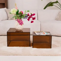 Hot Bendt Salontafel Flavian Glas, Set van 2 stuks, kleur Bruin