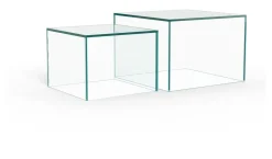 Clearance Bendt Salontafel Flavian Glas, Set van 2 stuks, kleur Transparant