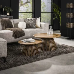 Online LifestyleFurn Salontafel Jean-Claude Set van 2 stuks, Mangohout, kleur Naturel