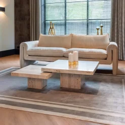 Outlet Richmond Interiors Salontafel La Cantera Travertin, Set van 2 stuks, 80cm