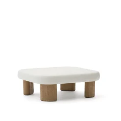 Clearance Kave Home Salontafel Labra Cement en acaciahout Wit