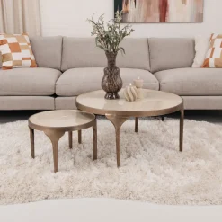 Online Light & Living Salontafel Lapaz Set van 2 stuks, kleur Antiek Brons/Taupe