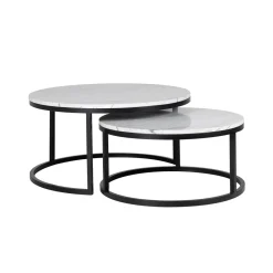 Online Richmond Interiors Salontafel Lexington Marmer en Staal, Set van 2 stuks