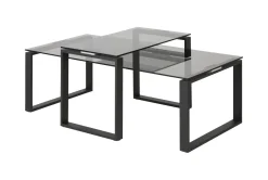 Clearance Bendt Salontafel Lone, Set van 2 stuks, Rookglas 115 x 69cm, kleur zwart Smoke