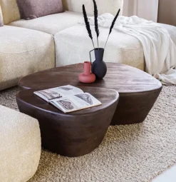 Outlet Eleonora Salontafel Mila Set van 2 stuks Organisch, kleur Bruin