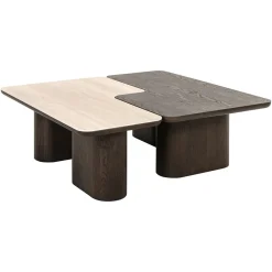 Sale Richmond Interiors Salontafel Nando Travertinlook en eiken, Set van 2 stuks Bruin