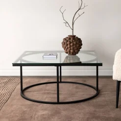 Discount Nohr Salontafel Nycole Glas, 90 x 90cm Zwart