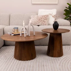 Outlet Sohome Salontafel Olav Set van 2 stuks Rond, kleur Bruin