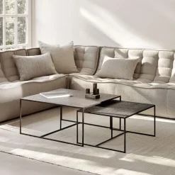 Online Ethnicraft Salontafel Pentagon Minerals, Set van 2 stuks, kleur Whisky