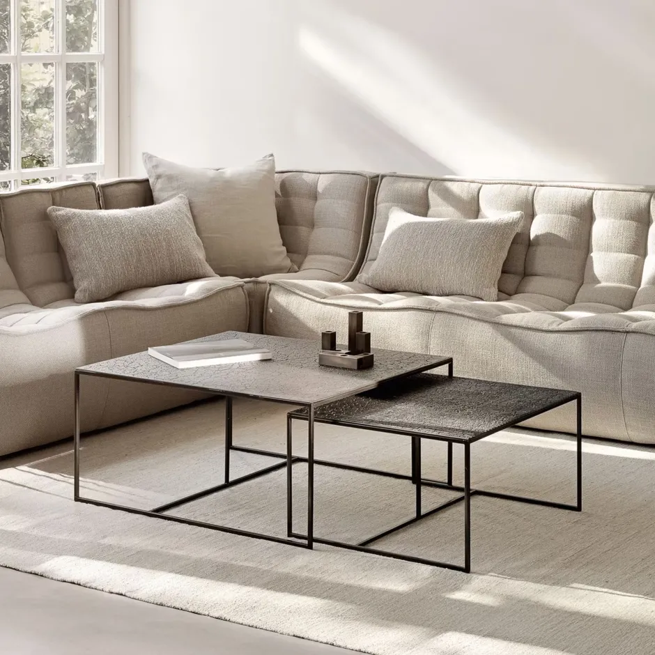 Online Ethnicraft Salontafel Pentagon Minerals, Set van 2 stuks, kleur Whisky