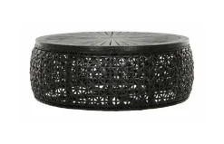 New MUST Living Salontafel Rimini Rotan en hout, 100cm, kleur Zwart