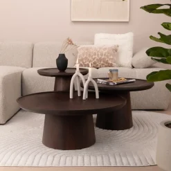 New Eleonora Salontafel Ron Set van 3 stuks, kleur Bruin