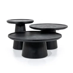 Outlet Eleonora Salontafel Ron Set van 3 stuks, kleur Zwart