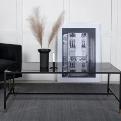 Discount Nohr Salontafel Shaindy Glas Marmerlook Zwart