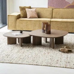 Clearance Eleonora Salontafel Stef Eiken, kleur Bruin, Set van 2 stuks