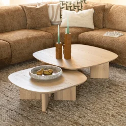 Hot Eleonora Salontafel Stef Eiken, kleur Naturel, Set van 2 stuks
