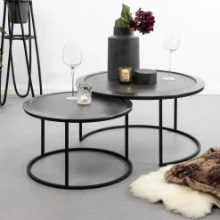 Online Light & Living Salontafel Talca Set van 2 stuks, 60/78cm, kleur Antiek lood