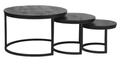 New LABEL51 Salontafel Triplet Mangohout, Set van 3 stuks Zwart