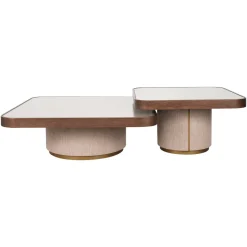 Online Richmond Interiors Salontafel Willox Linnen en eiken, Set van 2 stuks Bruin