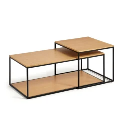 Discount Kave Home Salontafel Yoana Eikenhout, Set van 2 stuks