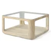 Hot Jesper Home Salontafel Yobeko Travertinlook en glas, 80 x 80cm