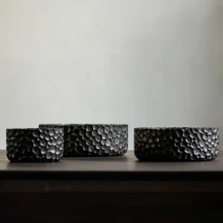 Discount Ethnicraft Schaal Chopped Mahoniehout, Set van 3 stuks Zwart