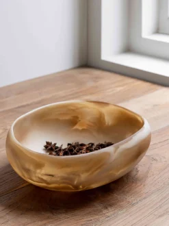 Outlet MUST Living Schaal Rafael, Ø25 cm, kleur Bruin en Wit Bruin / Wit