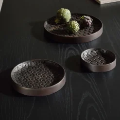 Discount Ethnicraft Schaal Tampa Mahoniehout, Set van 3 stuks Donkerbruin