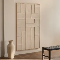 Outlet Kave Home Schilderij Klis Met reliëf Wit