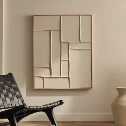 Outlet Kave Home Schilderij Klis Met reliëf Wit