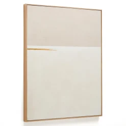 Discount Kave Home Schilderij Salin Horizontale streep, Linnen, 100 x 80cm Beige
