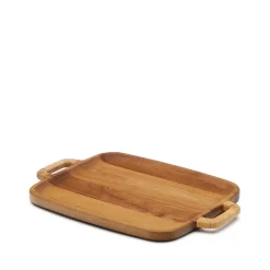 Kave Home Serveerplank Sardis Acaciahout en rotan, 50 x 35cm Naturel